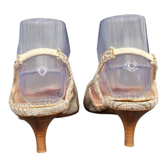 Cole Haan Italian Pointed Toe Kitten Heel  Slingback Beige‎ Women's Size 7.5B - Picture 7 of 9